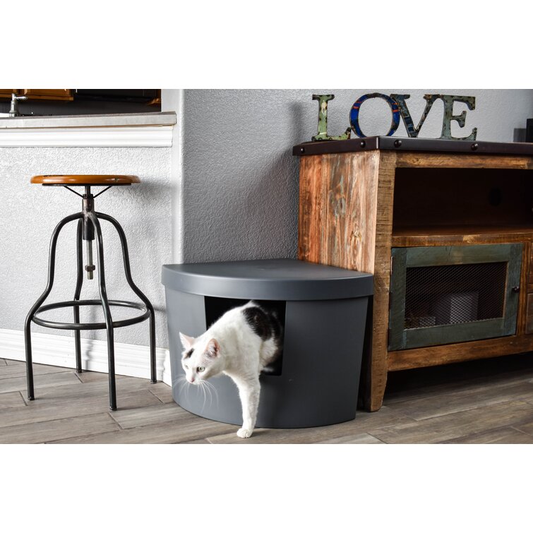 Corner covered cat litter clearance box